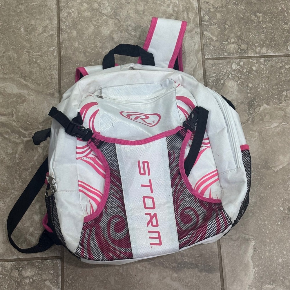 Rawlings Storm Fastpitch Softball Backpack Bag White Pink Kids Girls Athletic‎